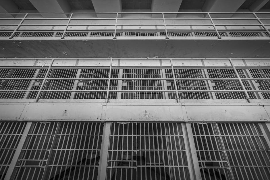 Νέες φυλακές στην Ελλάδα: γιατί η αύξηση της χωρητικότητας δεν λύνει το πρόβλημα 3 A haunting black and white view of prison cells inside Alcatraz, showcasing its storied history.