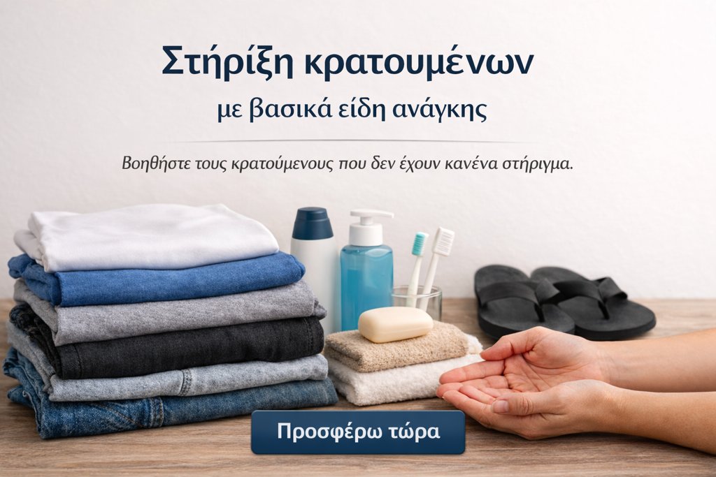 Στήριξη κρατουμένων με βασικά είδη ανάγκης 2 στήριξη κρατουμένων με δωρεά ρούχων και ειδών πρώτης ανάγκης